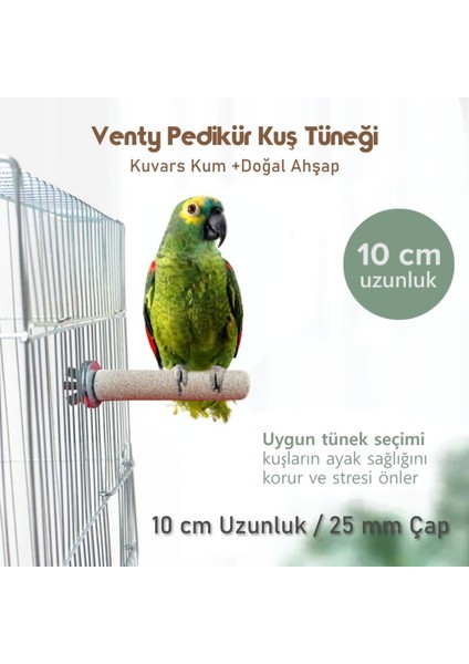 Venty Pedikür Papağan Tünek 25 mm Çap Uzunluk Seçenekli / 1 Adet - Kumlu Tünek- Zımpara Tünek