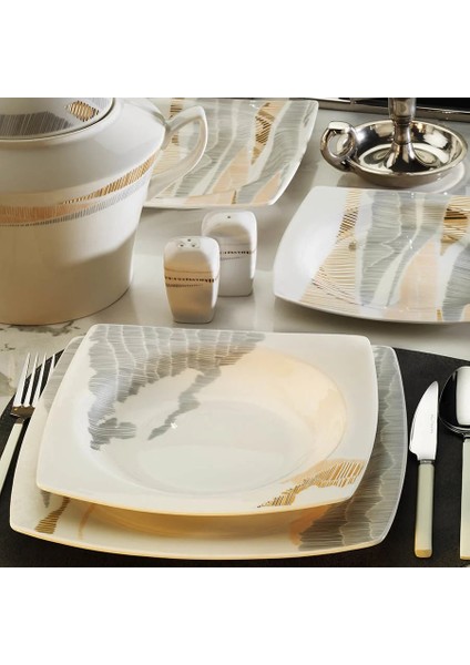 Bone Mare 62 Parça Altın Fileli Yemek Takımı