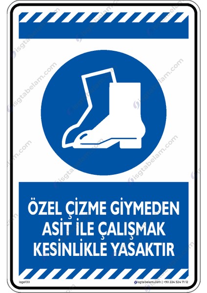 Özel Çizme Giymeden Asit ile Çalışmak Kesinlikle Yasaktır/25x35cm/Etiket fiyatları