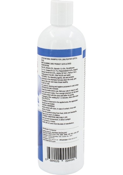 Kedi ve Köpek Şampuanı Lepus Vital+ Uzun Tüyler Için 400ML