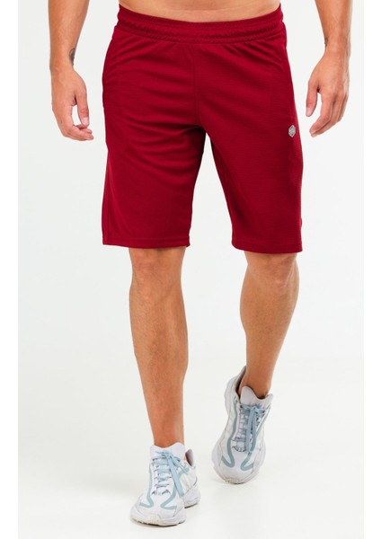 Bordo Regular Fit Örgü Desen Micro Fermuarlı Cep Erkek Şort - XE0213