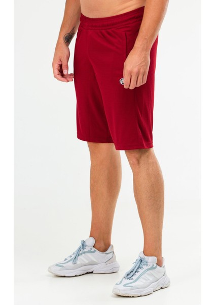 Bordo Regular Fit Örgü Desen Micro Fermuarlı Cep Erkek Şort - XE0213