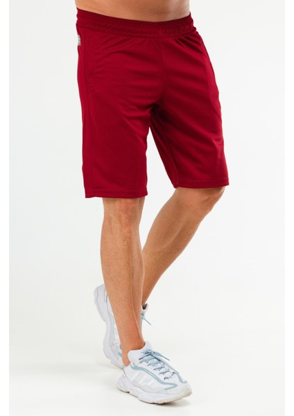 Bordo Regular Fit Örgü Desen Micro Fermuarlı Cep Erkek Şort - XE0213