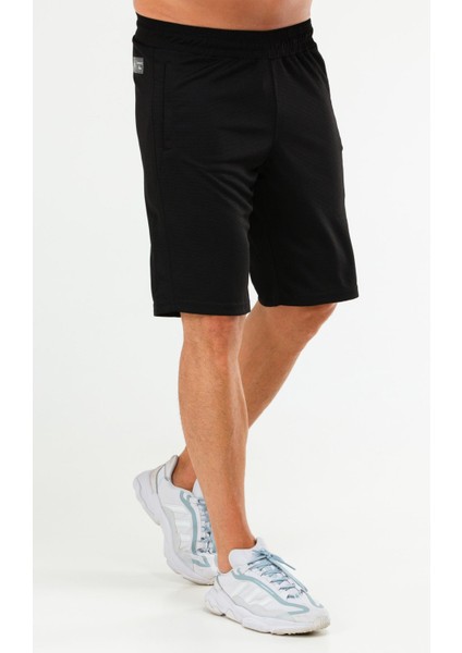Siyah Regular Fit Örgü Desen Micro Fermuarlı Cep Erkek Şort - XE0213 modelleri