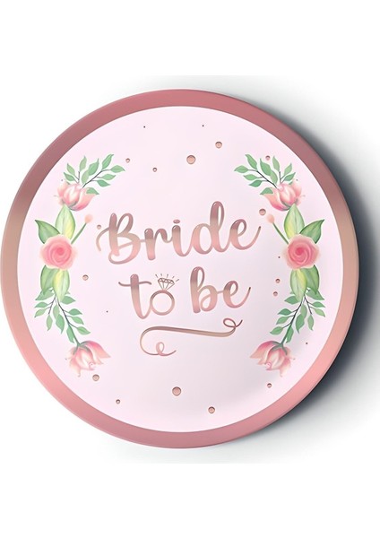 8'li Karton Tabak Yaldızlı Rose Bride To Be