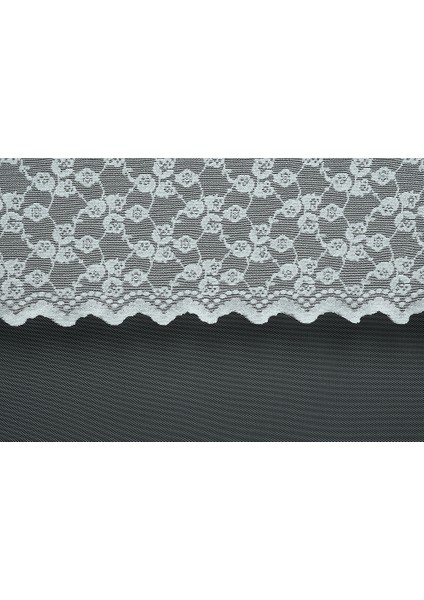 Çiçek Model Kırık Beyaz Renk Tek Kanat Hazır Dikilmiş Pileli Fon Perde 300 x 260 cm