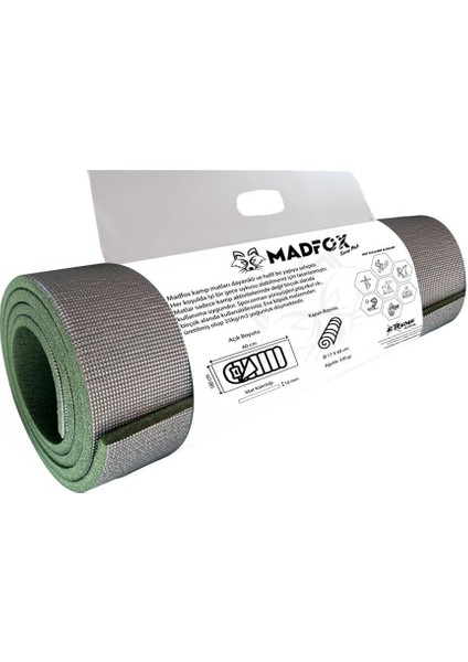 Thermic Prolight Insulated Kamp Matı [ Gri/yeşil | 180*60CM-10MM | Xpe-35 ]