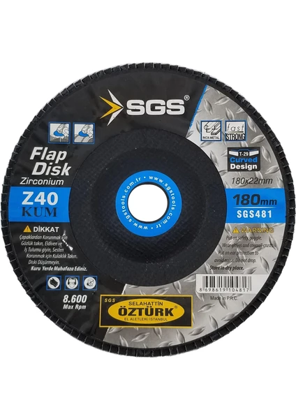 Flap Disk Zımpara Zirkonyum Oksit 180MM 40KUM  10 Adet