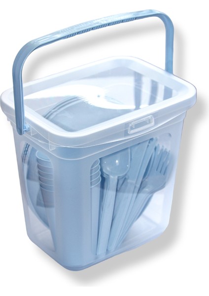 Piknik Seti 32 Parça 6 Kişilik Bardak Çatal Kaşık Tabak