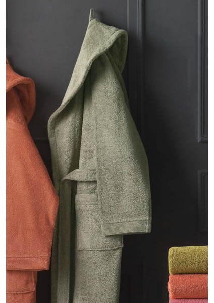 New Soho Açık Haki Şal Yaka XL Beden %100 Pamuk Bornoz