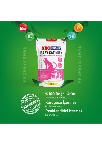 Kıkı Excellent Kedi Süt Tozu (Whey Protein + Inülin) 200 Gr. KC113