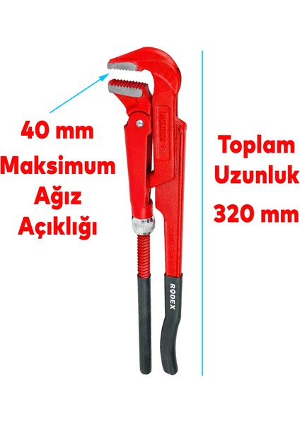 Rodex Boru Anahtarı Maşalı Boru Anahtarı 1" 40 mm