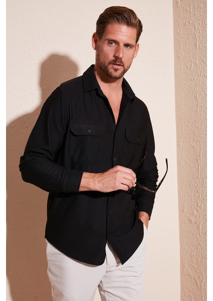 Çift Cepli Uzun Kollu Regular Fit Gömlek Erkek Gömlek CF24W127221