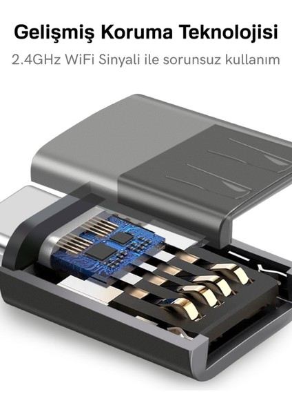 USB 3.1 To Type-C 10GBPS Veri Aktarımı 3A Hızlı Şarj ve Data Aktarımı Çevirici Dönüştürücü Otg Adaptör Space Gray Otgks