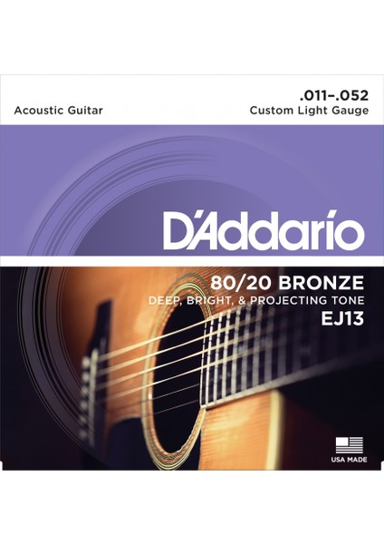 EJ13 80/20 Bronz Custom Light Akustik Gitar Teli 011-052