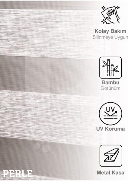 Açık Gri Renk Bambu Stor Alüminyum Kasa Zebra Perde