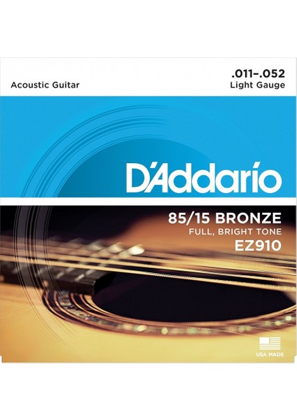 EZ910 Light Takım Tel Akustik Gitar Teli 011-052
