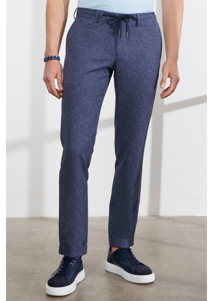 ALTINYILDIZ CLASSICS Erkek Lacivert-beyaz Slim Fit Dar Kesim Mono Yaka Desenli Seyahat Çantalı Takım Elbise fırsatları