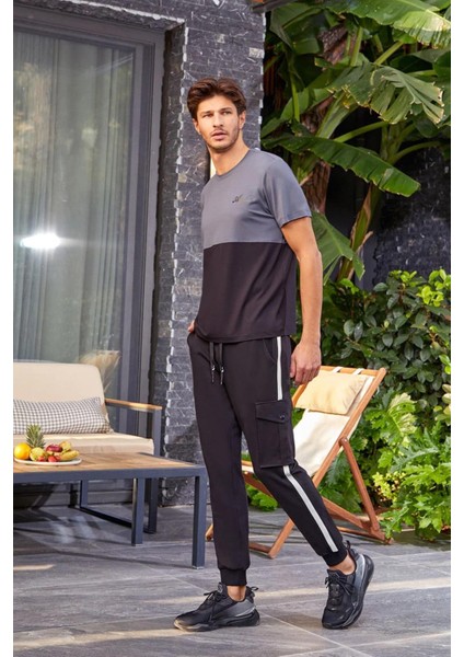 Erkek Kısa Kol Füme Pijama Takımı 2C3T9N23