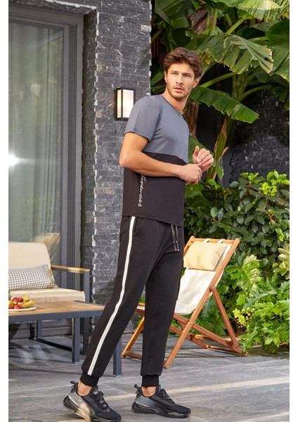 Erkek Kısa Kol Füme Pijama Takımı 2C3T9N23