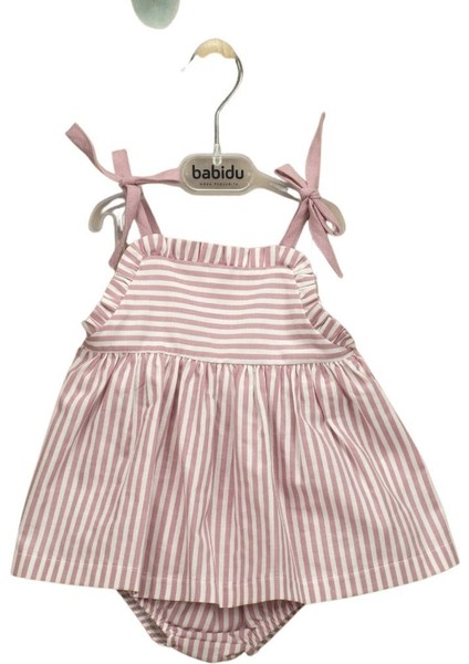 Brandy Kids Çizgili Kız Bebek Elbise Bloomer Set