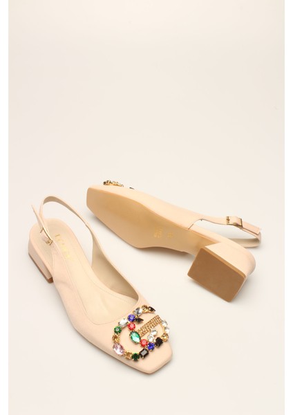 Bej Saten Taşlı Kadın Topuklu fırsatları