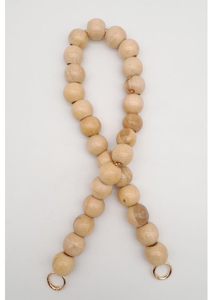70 cm Ahşap Boncuklu Sap Light Gold Metalli