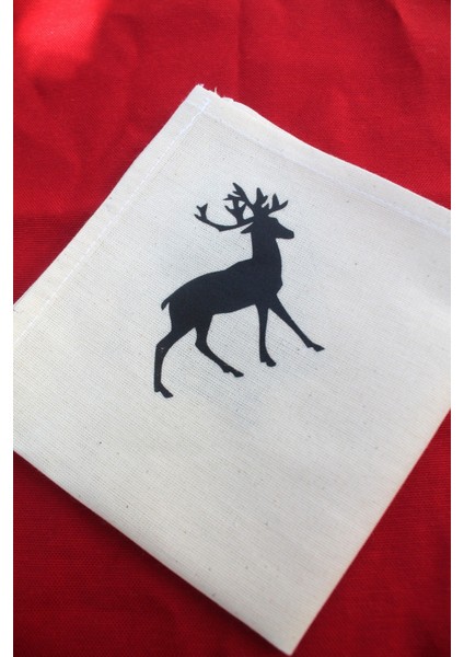 6 Adet Geyik Baskılı Keten Yılbaşı Peçetesi - Yılbaşı Dekor