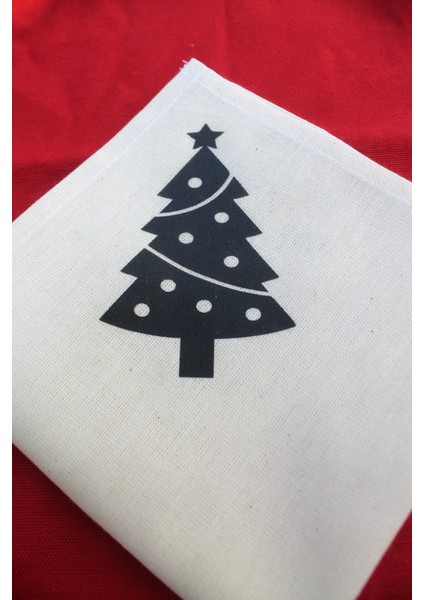 6 Adet Çam Ağacı Baskılı Keten Yılbaşı Peçetesi - Yılbaşı Dekor