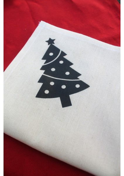 6 Adet Çam Ağacı Baskılı Keten Yılbaşı Peçetesi - Yılbaşı Dekor fırsatları