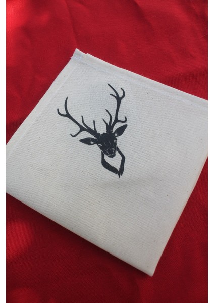 6 Adet Geyik Kafası Baskılı Keten Yılbaşı Peçetesi - Yılbaşı Dekor modelleri