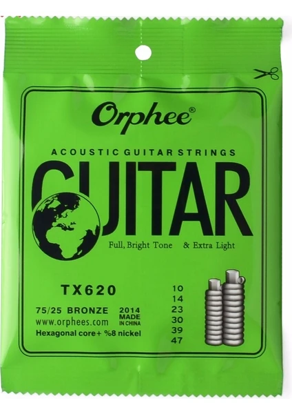 Orpheee TX620 Akustik Gitar Teli Takım 010