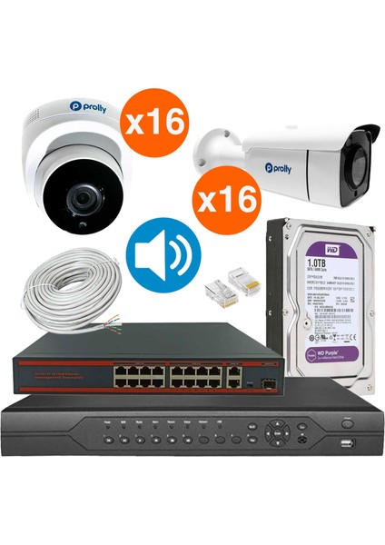 32 Kameralı Set Ip 4mp Sesli
