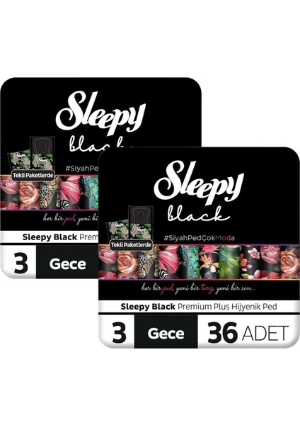 Black Premium Plus Hijyenik Ped Gece 72 Adet