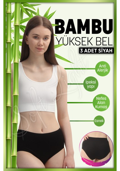 3'lü Bambu Yüksek Bel Bato, Kadın Külot