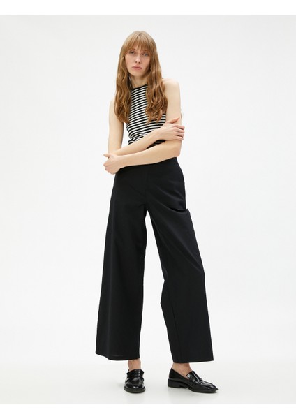 Keten Pantolon Bol Paça Crop