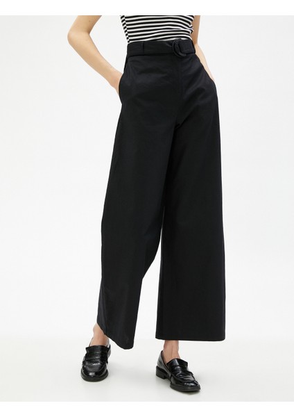 Keten Pantolon Bol Paça Crop