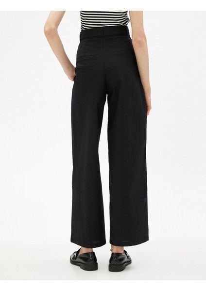 Keten Pantolon Bol Paça Crop