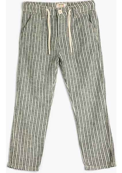 Keten Pantolon Beli Bağlamalı Cepli
