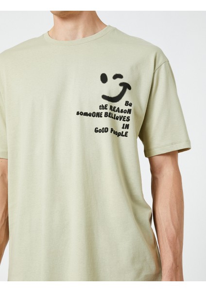 Oversize Tişört Slogan Baskılı Bisiklet Yaka Kısa Kollu Pamuklu indirimleri