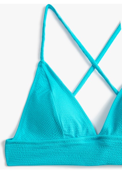 Bikini Üstü Bralet Çapraz Askılı Kaplı Dokulu