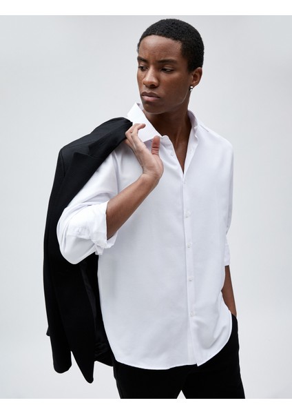 Spor Gömlek Slim Fit Klasik Yaka Uzun Kollu Non Iron