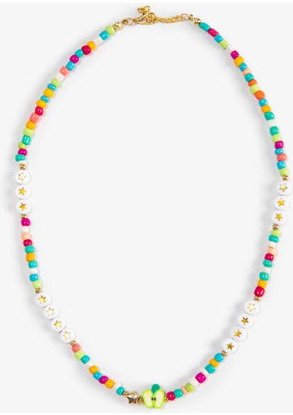 Boncuklu Kolye Minimal Yıldız ve Elma Figürlü