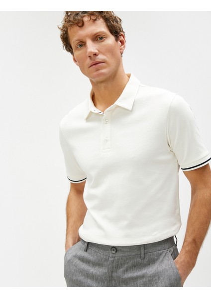 Basic Polo Tişört Düğmeli Dar Kesim Kısa Kollu Pamuklu fiyatları