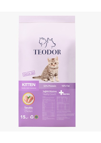 15KG Kitten Tavuklu %32 Protein Yavru Kedi Maması