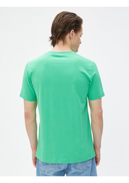 Slogan Baskılı Tişört Bisiklet Yaka Kısa Kollu Dar Kesim fırsatları