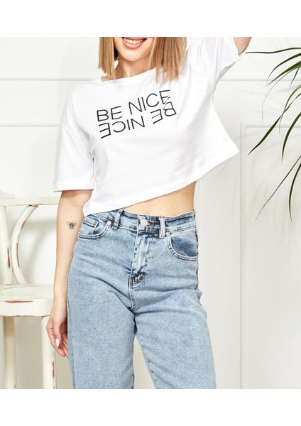 Baskılı Crop T-Shirt