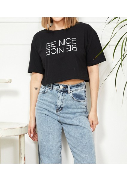 Baskılı Crop T-Shirt