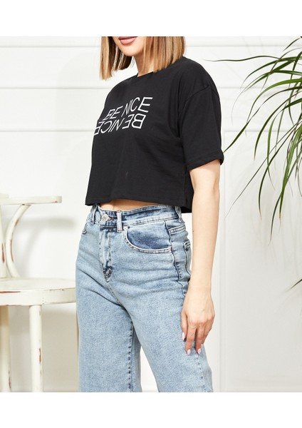 Baskılı Crop T-Shirt