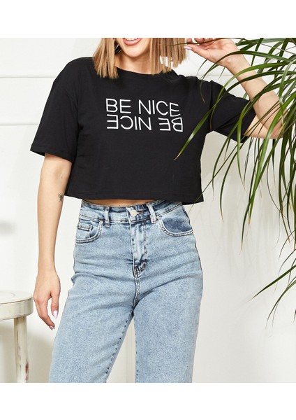 Baskılı Crop T-Shirt